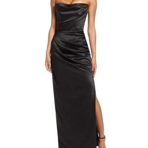 Black Adrienne Satin Strapless Gown